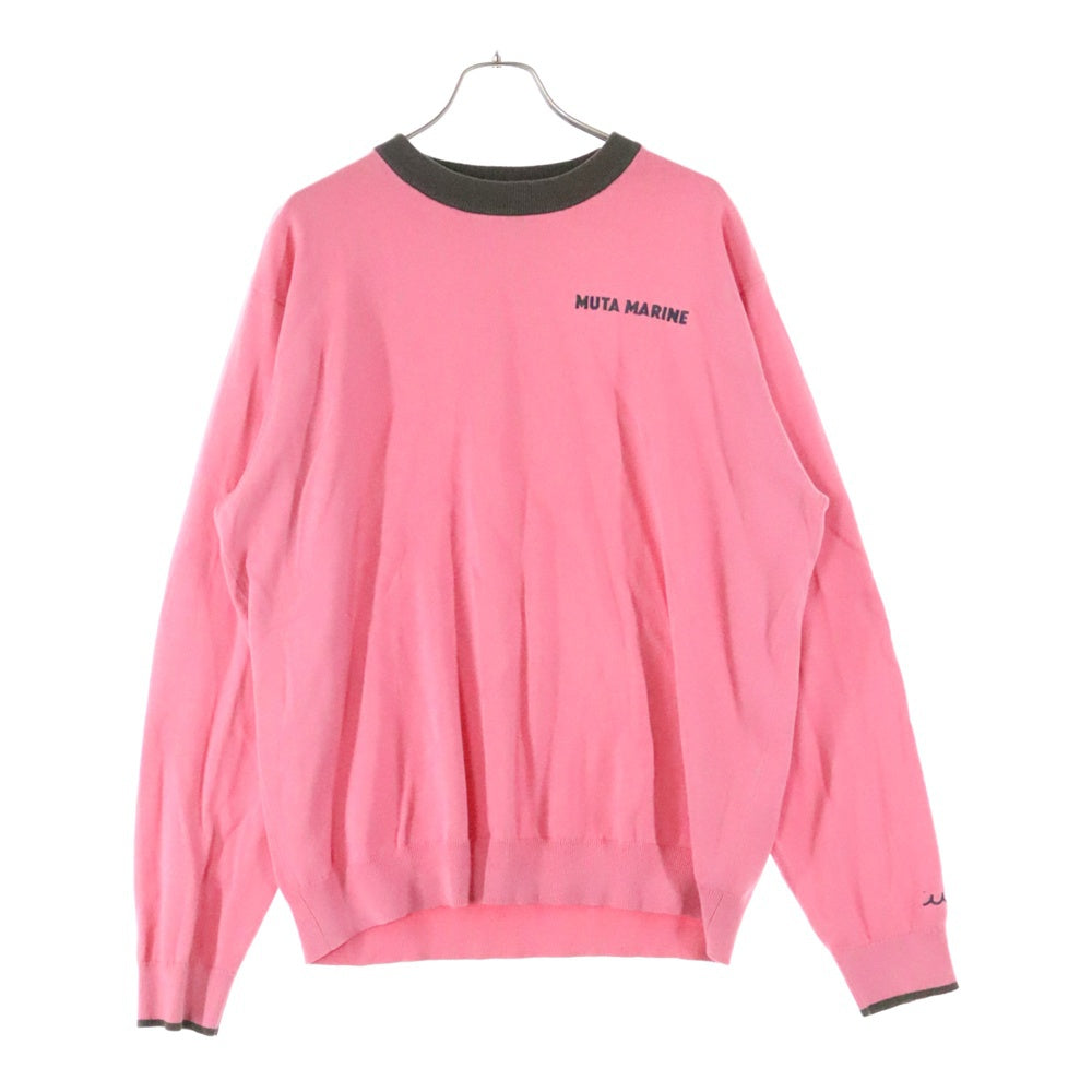 muta(ムータ) MARINE マルニー バイカラー クルーネックニット 長袖Tシャツカットソー ピンク MMSK-446306-NV