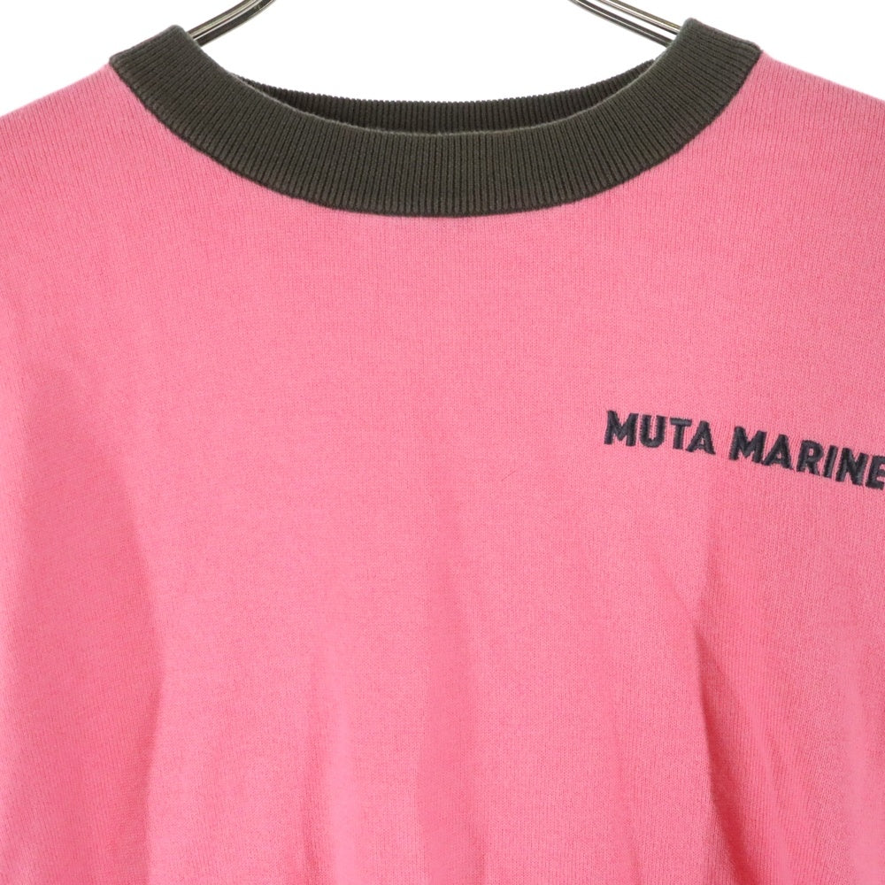 muta(ムータ) MARINE マルニー バイカラー クルーネックニット 長袖Tシャツカットソー ピンク MMSK-446306-NV