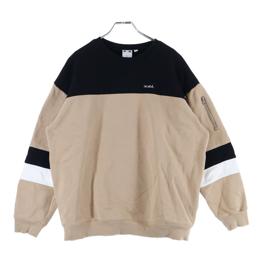 X-GIRL(エックスガール) BIG SWEAT TOP クルーネックスウェットトレーナー ブラック/ブラウン 105213012008
