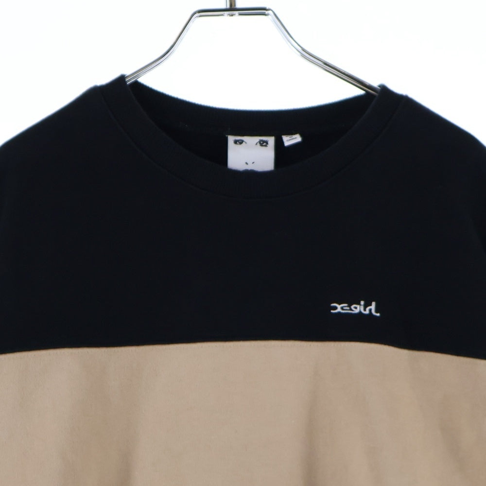 X-GIRL(エックスガール) BIG SWEAT TOP クルーネックスウェットトレーナー ブラック/ブラウン 105213012008