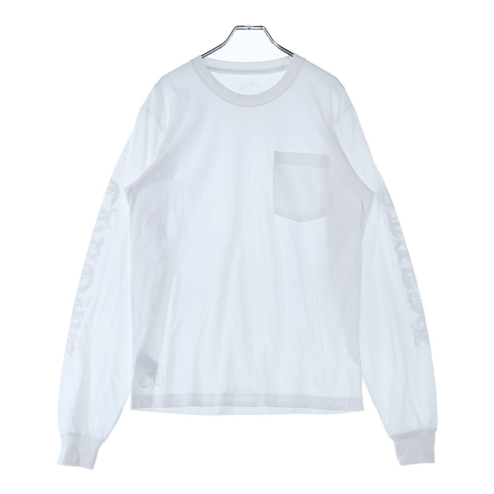 CHROME HEARTS(クロムハーツ) Old English Neck Logo L/S Tee ネック ロゴ プリント 長袖Tシャツ ホワイト