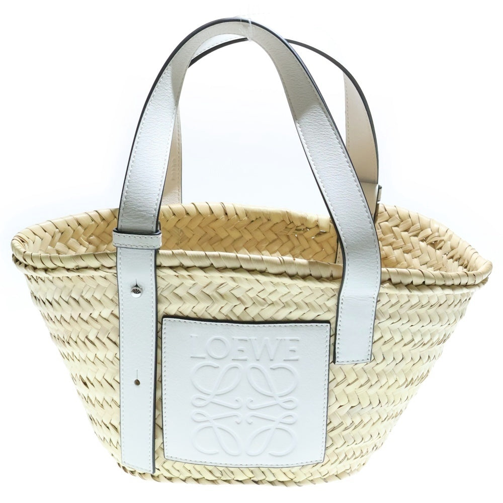 LOEWE(ロエベ) かごバッグ バスケットバッグ スモール ハンドバッグ レザー ヤシの葉 ナチュラル/ホワイト レディース A223S93X04 0043