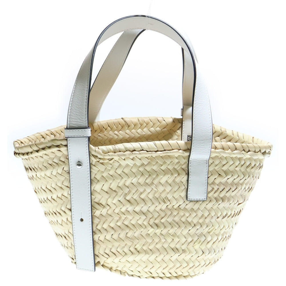 LOEWE(ロエベ) かごバッグ バスケットバッグ スモール ハンドバッグ レザー ヤシの葉 ナチュラル/ホワイト レディース A223S93X04 0043