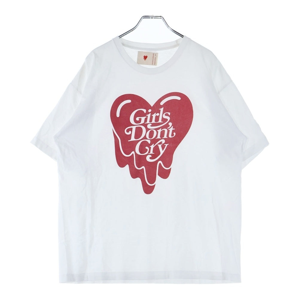 Girls Don't Cry(ガールズドントクライ) ×Emotionally Unavailable エモーショナリー アンアベイラブル ロゴプリント クルーネック半袖Tシャツ カットソー ホワイト