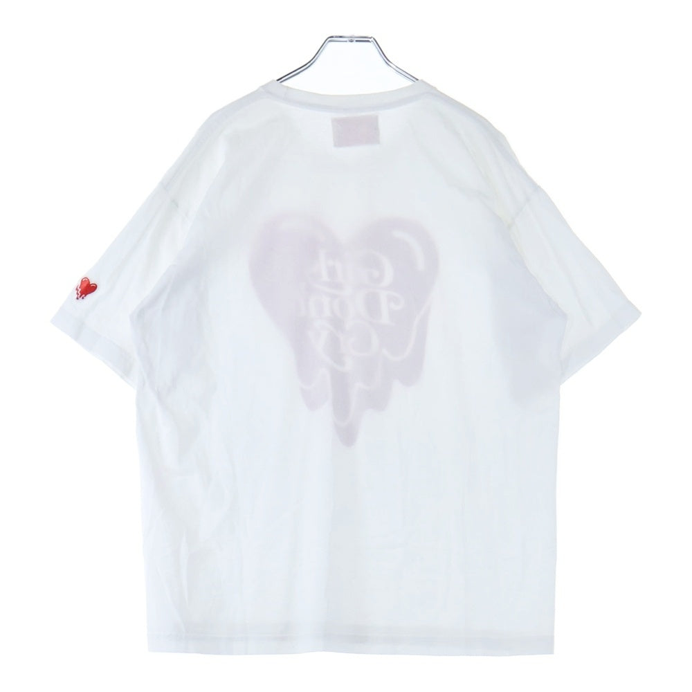 Girls Don't Cry(ガールズドントクライ) ×Emotionally Unavailable エモーショナリー アンアベイラブル ロゴプリント クルーネック半袖Tシャツ カットソー ホワイト