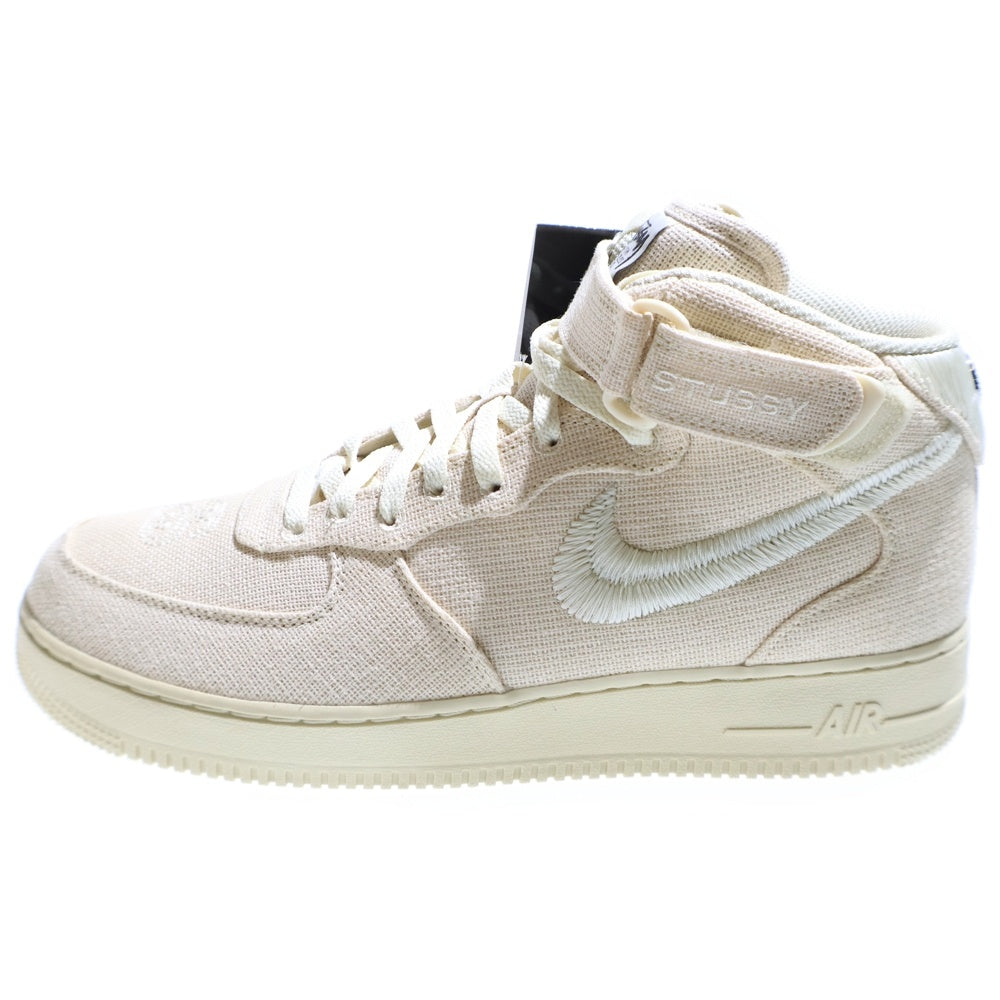 NIKE(ナイキ) ×STUSSY AIR FORCE 1 MID FOSSIL STONE ステューシー エアフォース1 フォッシルストーン ミッドカットスニーカー アイボリー US11/29cm DJ7841-200