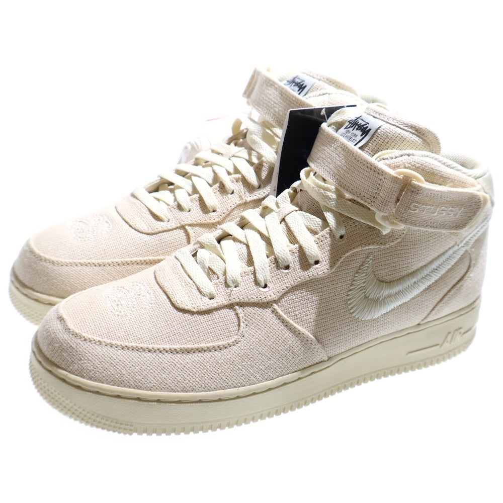 NIKE(ナイキ) ×STUSSY AIR FORCE 1 MID FOSSIL STONE ステューシー エアフォース1 フォッシルストーン ミッドカットスニーカー アイボリー US11/29cm DJ7841-200