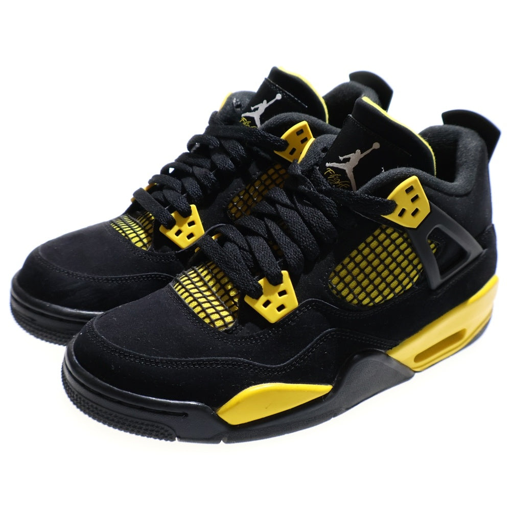 NIKE(ナイキ) GS AIR JORDAN 4 RETRO Thunder エアジョーダン4 レトロ サンダー ハイカットスニーカー ブラック レディース US6.5Y/24.5cm 408452-017