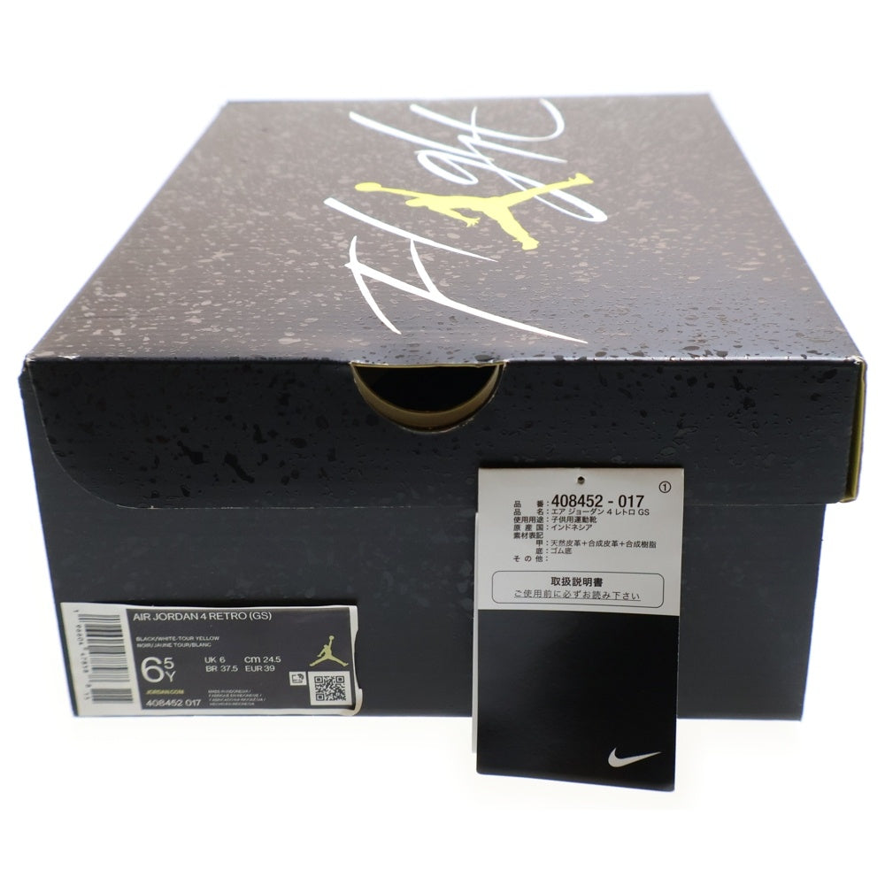 NIKE(ナイキ) GS AIR JORDAN 4 RETRO Thunder エアジョーダン4 レトロ サンダー ハイカットスニーカー ブラック レディース US6.5Y/24.5cm 408452-017