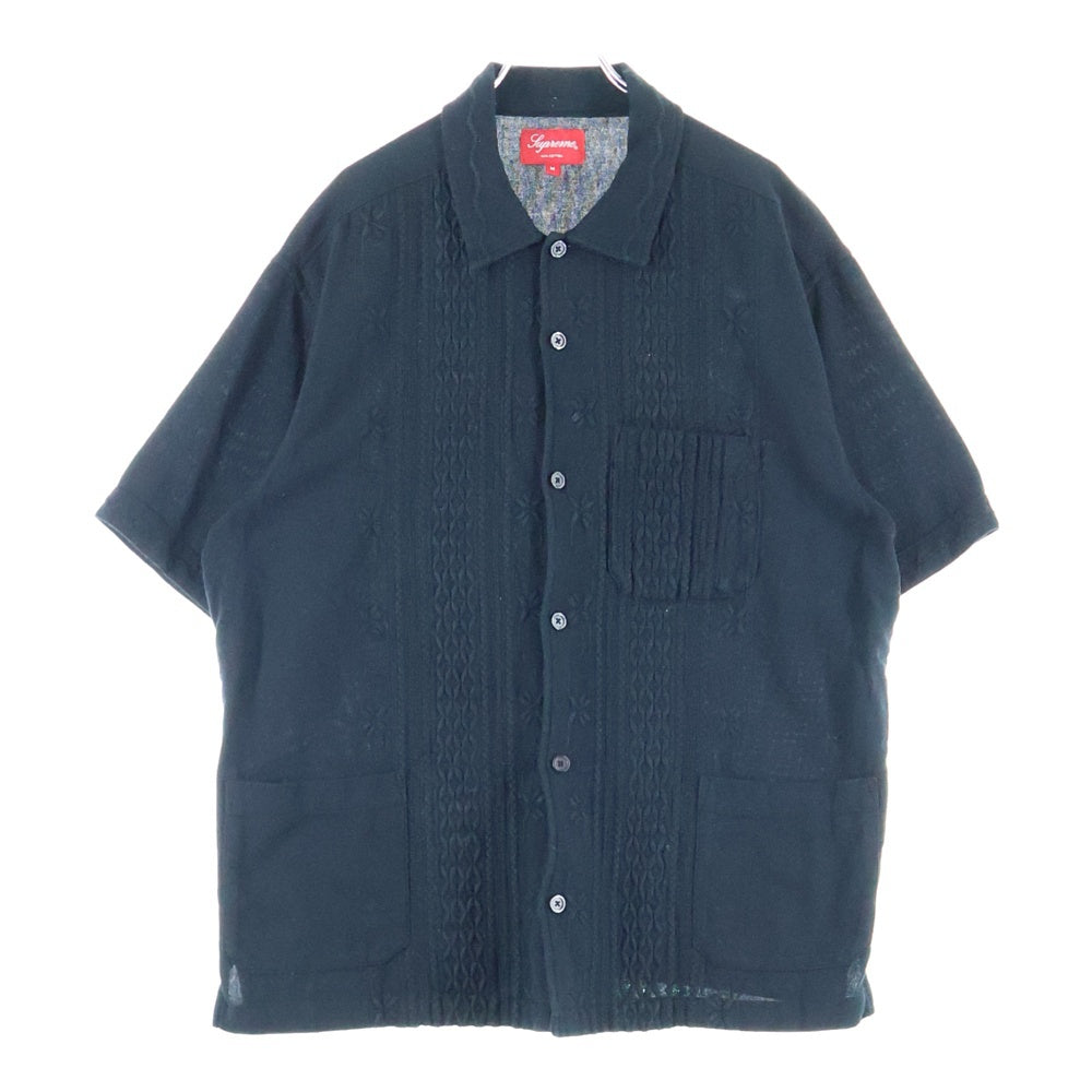 SUPREME(シュプリーム) 20SS Embroidered S/S Shirt エンブロイダード メッシュ キューバ 半袖シャツ ブラック