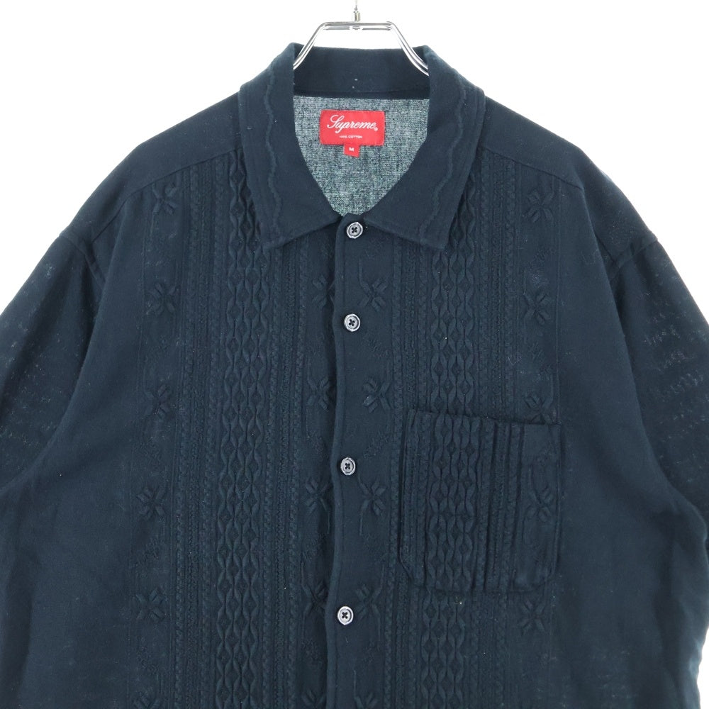 SUPREME(シュプリーム) 20SS Embroidered S/S Shirt エンブロイダード メッシュ キューバ 半袖シャツ ブラック