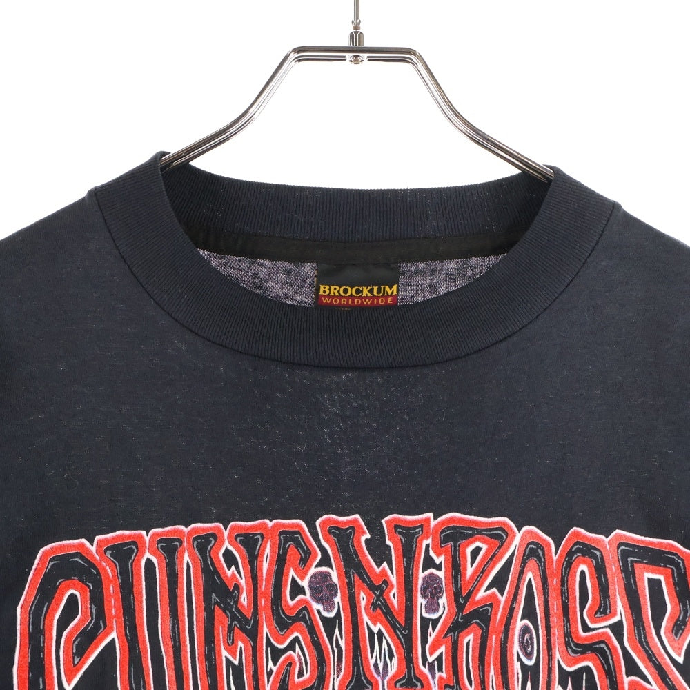 VINTAGE(ヴィンテージ) 90s GUNS N' ROSES 1992 USE YOUR ILLUSION TOUR BROCKUM ガンズアンドローゼス フロントロゴ 半袖Tシャツ ブラック