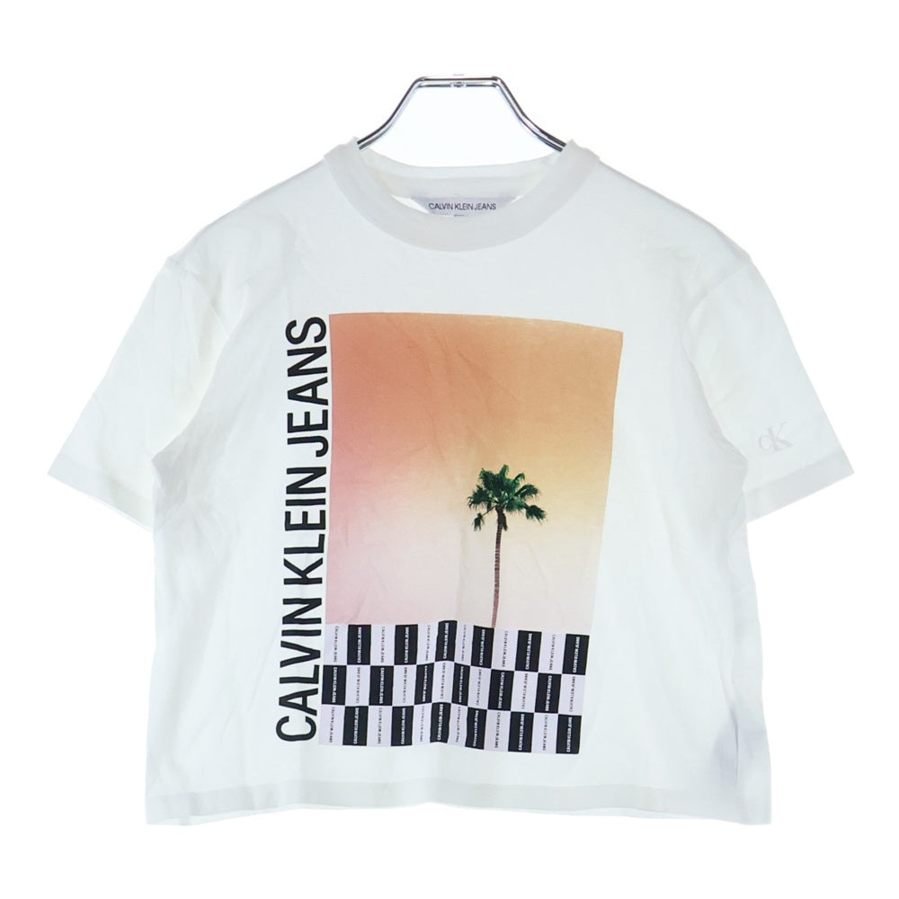 Calvin Klein Jeans(カルバンクラインジーンズ) パームツリー フロント プリント 半袖カットソー Tシャツ ホワイト