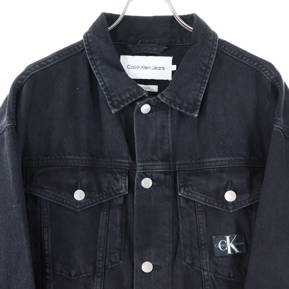 Calvin Klein Jeans(カルバンクラインジーンズ) Oversized Fit 胸ロゴパッチ デニム ジャケット ブラック