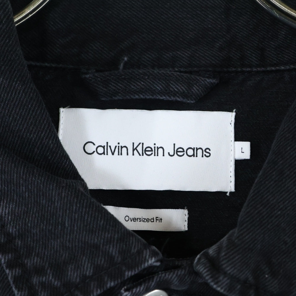 Calvin Klein Jeans(カルバンクラインジーンズ) Oversized Fit 胸ロゴパッチ デニム ジャケット ブラック