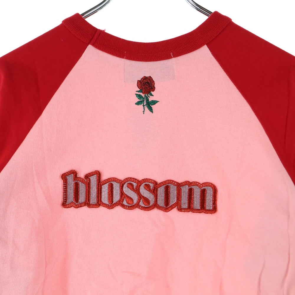 jouetie(ジュエティー) ブロッサム 両面刺繍 ロングスリーブ 長袖カットソー Tシャツ レディース ピンク/レッド