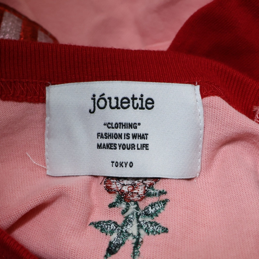 jouetie(ジュエティー) ブロッサム 両面刺繍 ロングスリーブ 長袖カットソー Tシャツ レディース ピンク/レッド