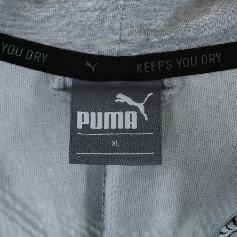 PUMA(プーマ) フルジップ 袖ロゴプリント スウェット パーカー グレー
