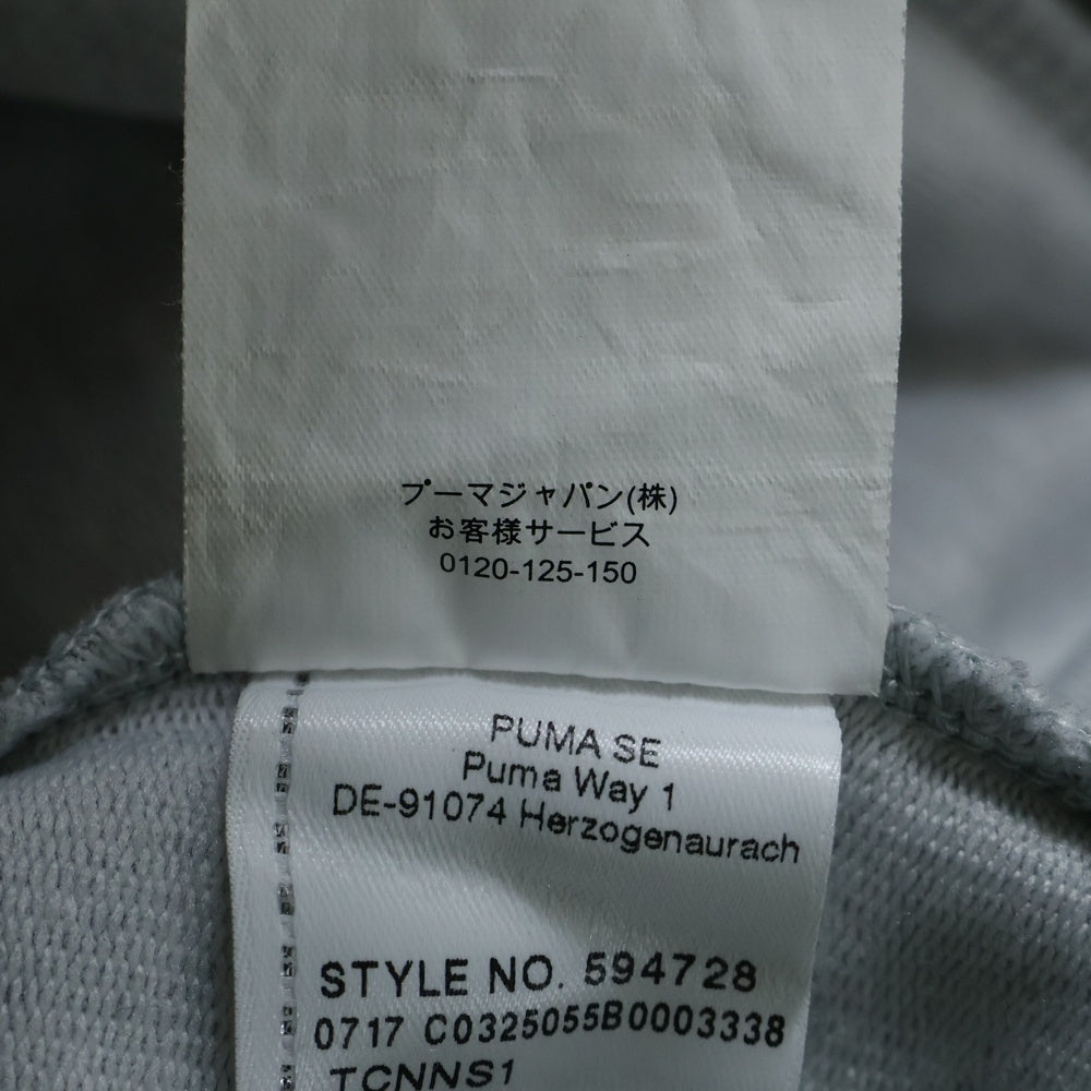 PUMA(プーマ) フルジップ 袖ロゴプリント スウェット パーカー グレー