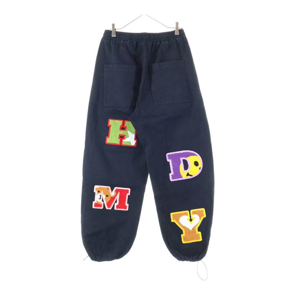 NO BRAND(ノーブランド) .KOM ワッペンパッチ ワイド カーゴ パンツ ブラック