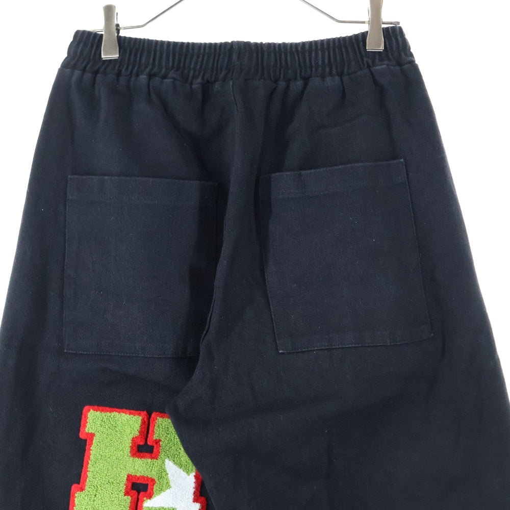 NO BRAND(ノーブランド) .KOM ワッペンパッチ ワイド カーゴ パンツ ブラック