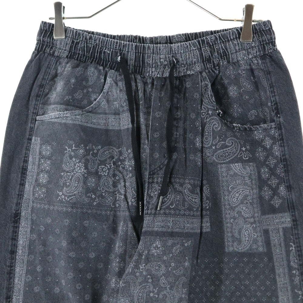 NO BRAND(ノーブランド) .KOM ペイズリー 総柄 ワイド パンツ ブラック