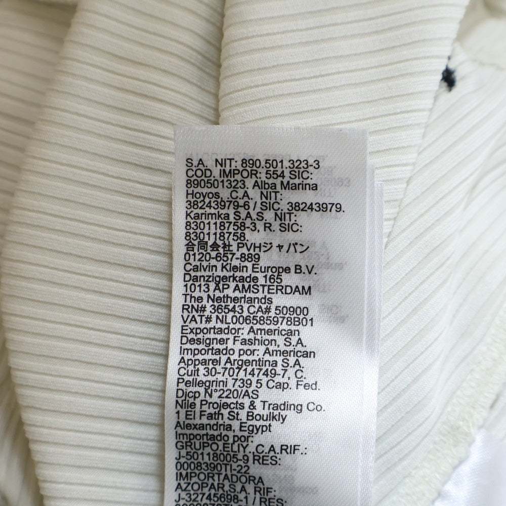 Calvin Klein Jeans(カルバンクラインジーンズ) ハイネック ロゴ刺繍 リブクロップドシャツ ホワイト