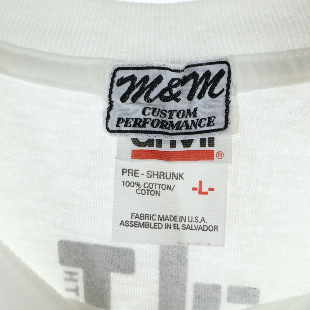 m&m(エムアンドエム) 90s × ELT 8th Anniversary Tee anvilタグ ELT8周年記念限定 両面プリント クルーネック 半袖Tシャツ カットソー ホワイト