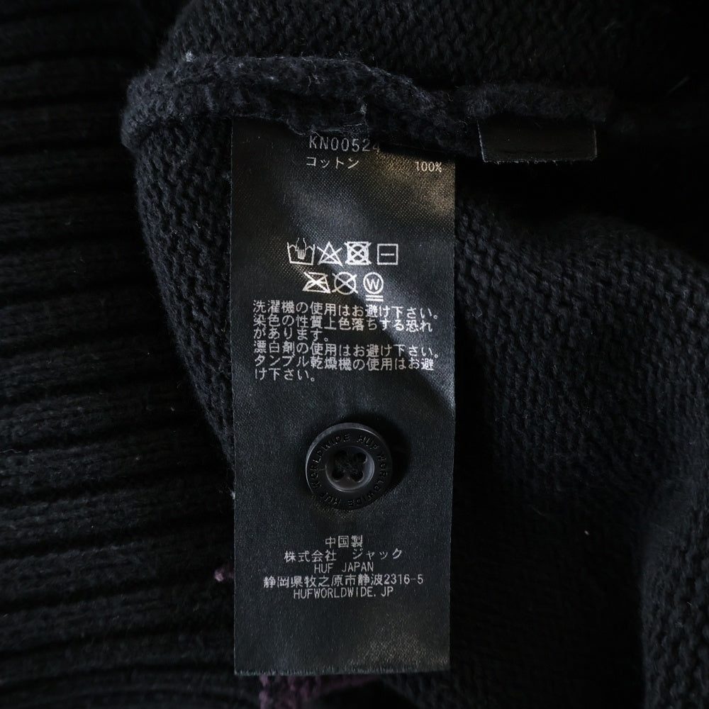 HUF(ハフ) CAMBRIDGE SWEATER ロゴ刺繍 ハーフボタン ケンブリッジ 長袖ニット ポロシャツ マルチ KN00524