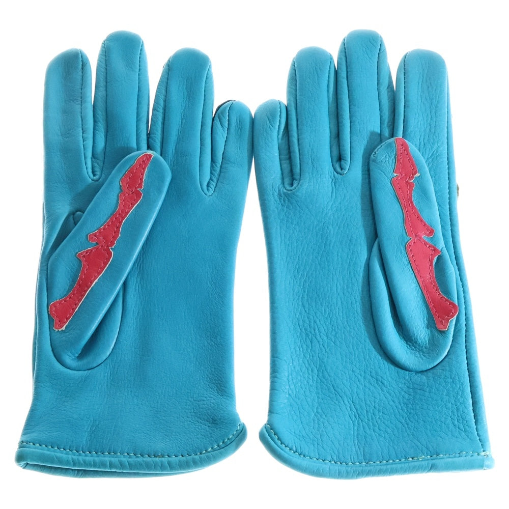 VANSON(バンソン) × BACKDROP ROPX SKELTON BONE LEATHER GLOVE TURQ