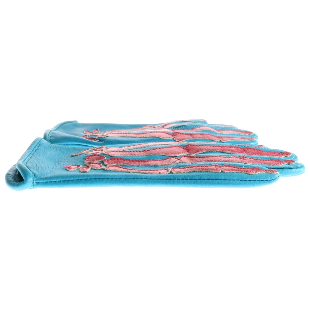 VANSON(バンソン) × BACKDROP ROPX SKELTON BONE LEATHER GLOVE TURQ