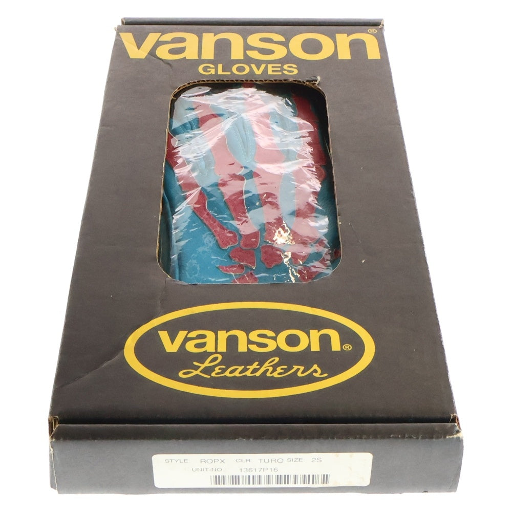 VANSON(バンソン) × BACKDROP ROPX SKELTON BONE LEATHER GLOVE TURQ