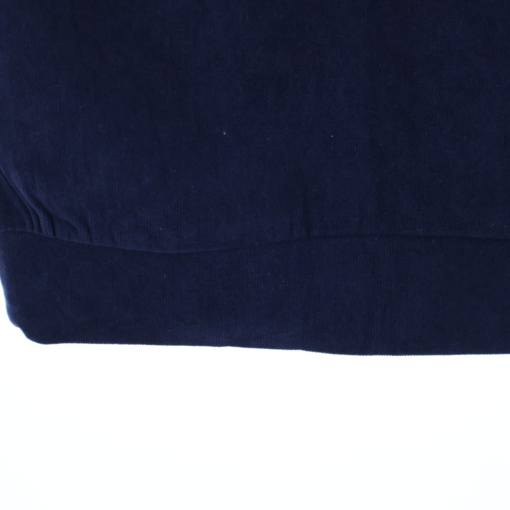 modgle(モジュール) ロゴ刺繍 コーデュロイ クルーネック半袖Tシャツ ネイビー 0812No02