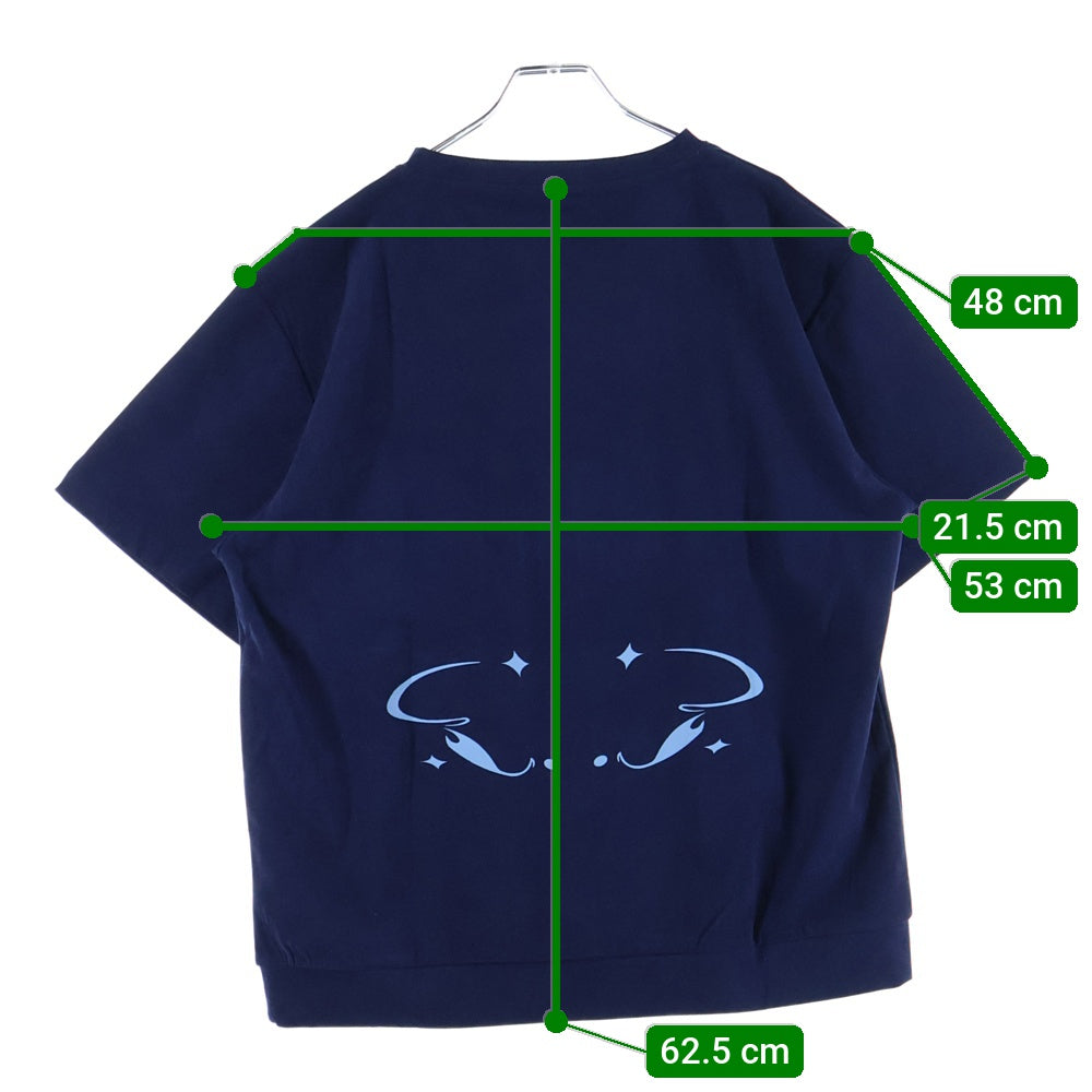 modgle(モジュール) ロゴ刺繍 コーデュロイ クルーネック半袖Tシャツ ネイビー 0812No02