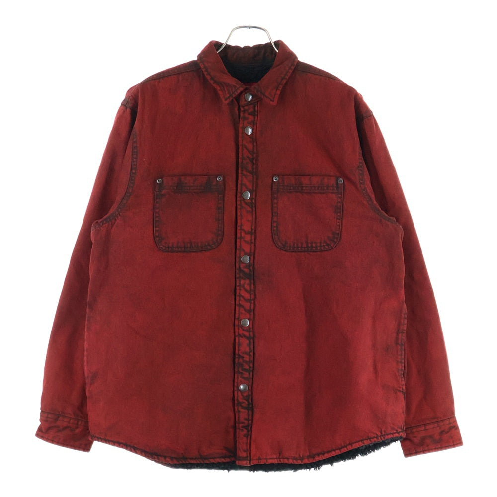 SUPREME(シュプリーム) 24AW Faux Shearling Lined Work Shirt フェイクシアリング ロゴエンブロイダリー ワークジャケット 刺繍 レッド