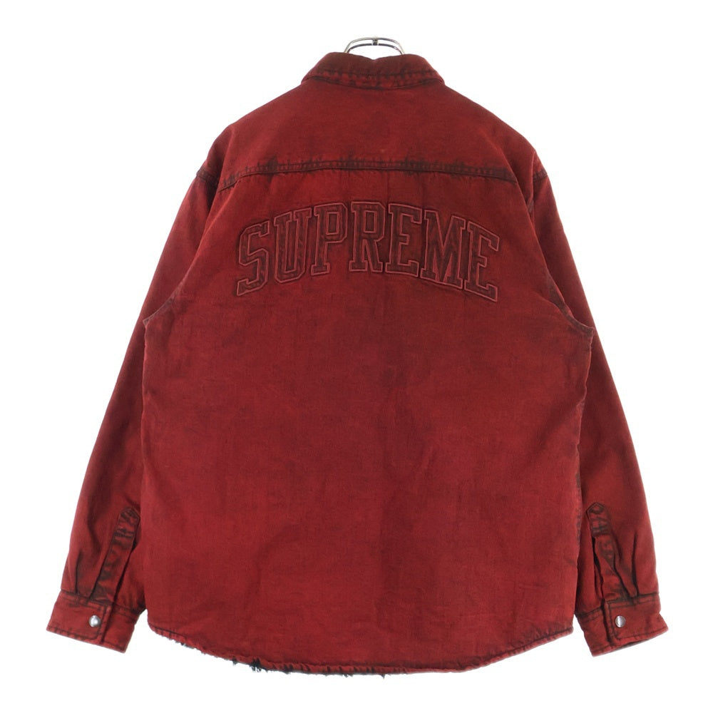 SUPREME(シュプリーム) 24AW Faux Shearling Lined Work Shirt フェイクシアリング ロゴエンブロイダリー ワークジャケット 刺繍 レッド