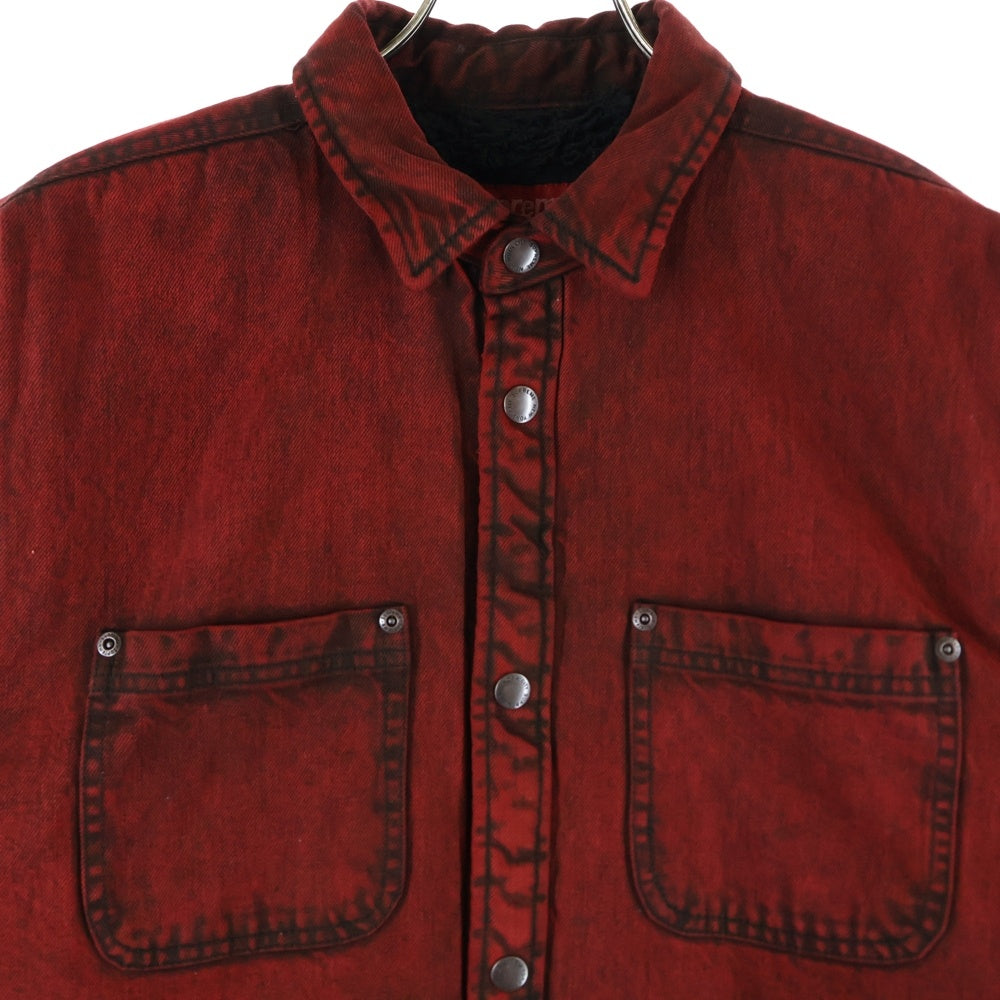 SUPREME(シュプリーム) 24AW Faux Shearling Lined Work Shirt フェイクシアリング ロゴエンブロイダリー ワークジャケット 刺繍 レッド