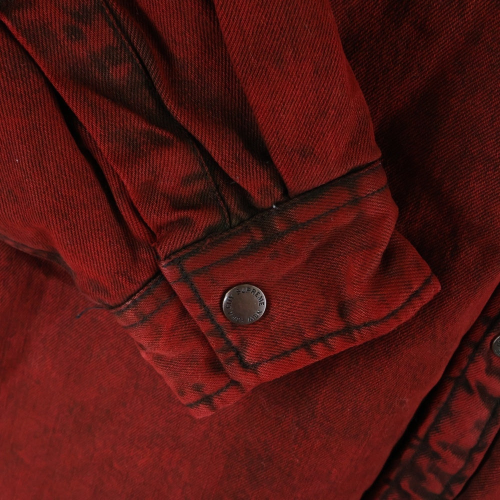 SUPREME(シュプリーム) 24AW Faux Shearling Lined Work Shirt フェイクシアリング ロゴエンブロイダリー ワークジャケット 刺繍 レッド