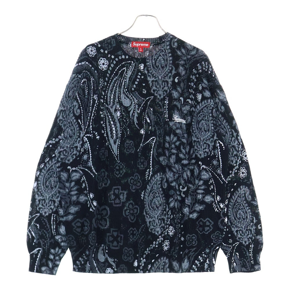 SUPREME(シュプリーム) 24SS Printed Paisley Sweater ペイズリー 総柄 ニット セーター ブラック