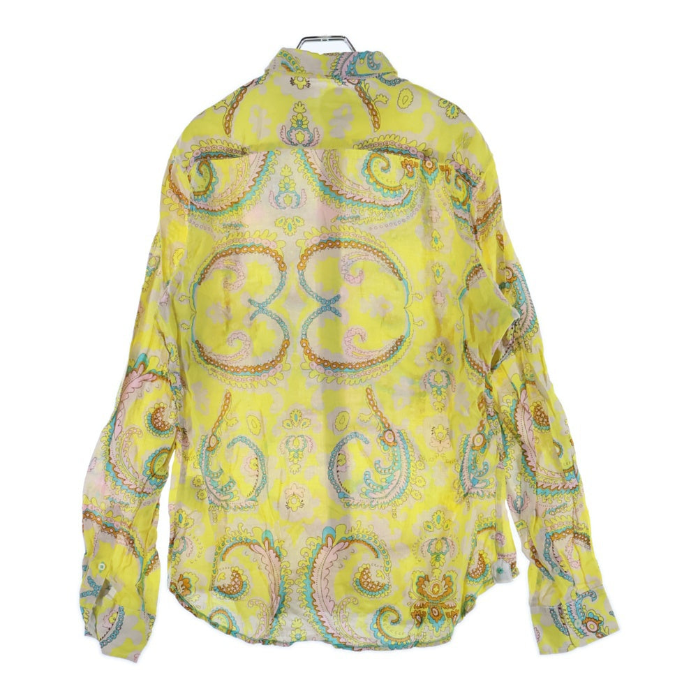 GANESH(ガネーシュ) 総柄リネン 長袖シャツ イエロー