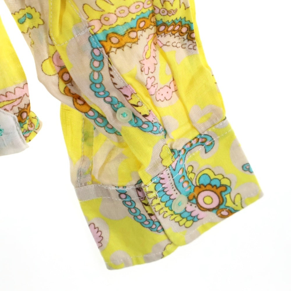 GANESH(ガネーシュ) 総柄リネン 長袖シャツ イエロー