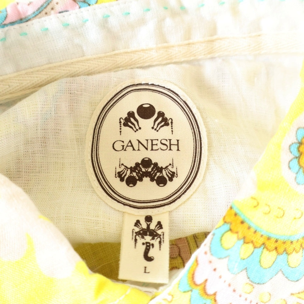 GANESH(ガネーシュ) 総柄リネン 長袖シャツ イエロー