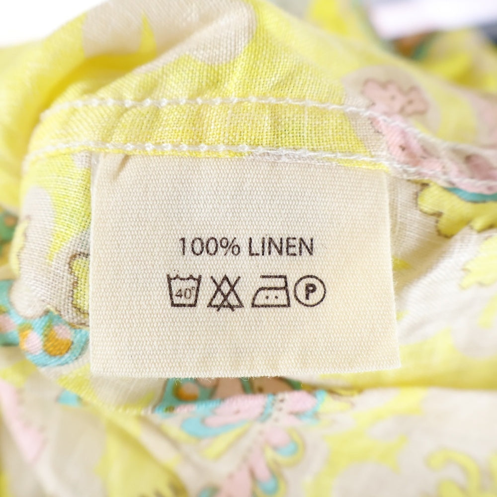 GANESH(ガネーシュ) 総柄リネン 長袖シャツ イエロー