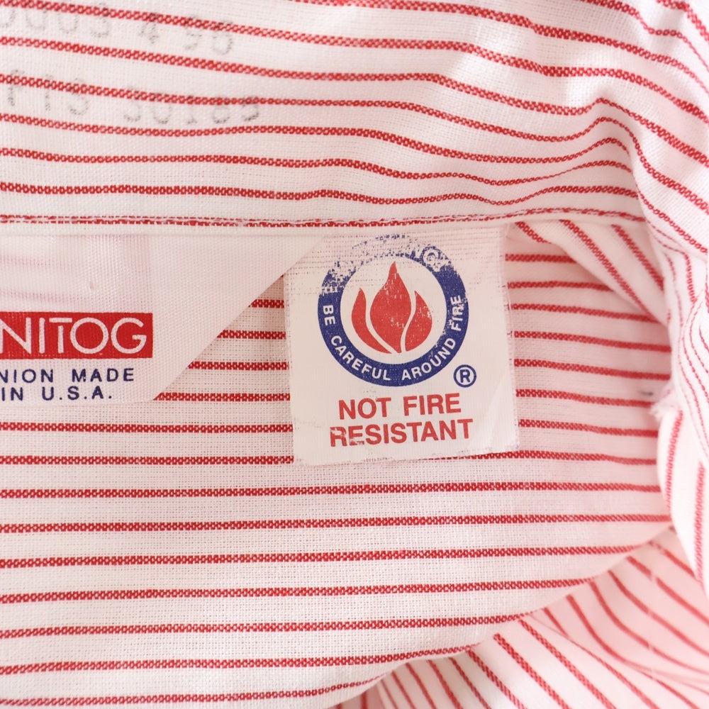 VINTAGE(ヴィンテージ) MILLER BREWING COMPANY USA製 ストライプ 半袖 ワークシャツ ホワイト/レッド