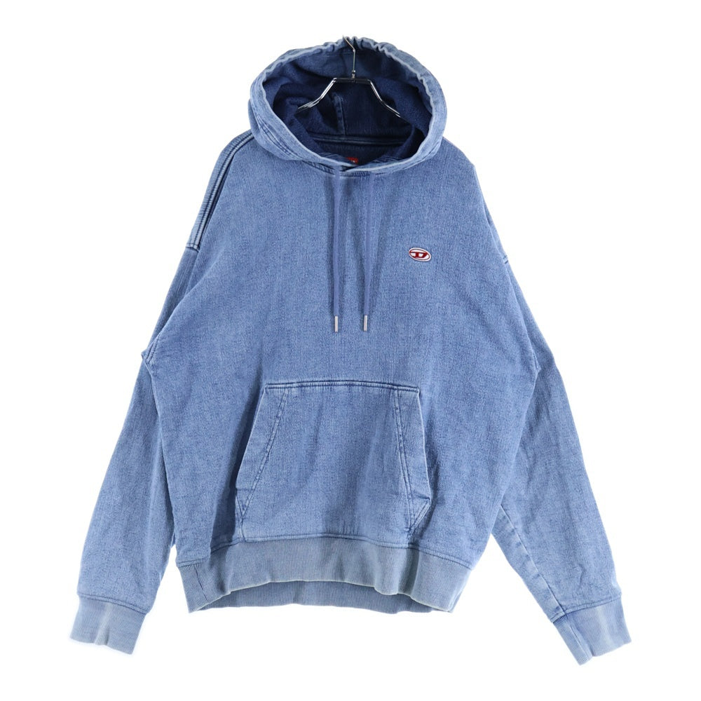 DIESEL(ディーゼル) D-UM-Rib ロゴワッペン コットンデニム プルオーバースウェットパーカー インディゴ A03939
