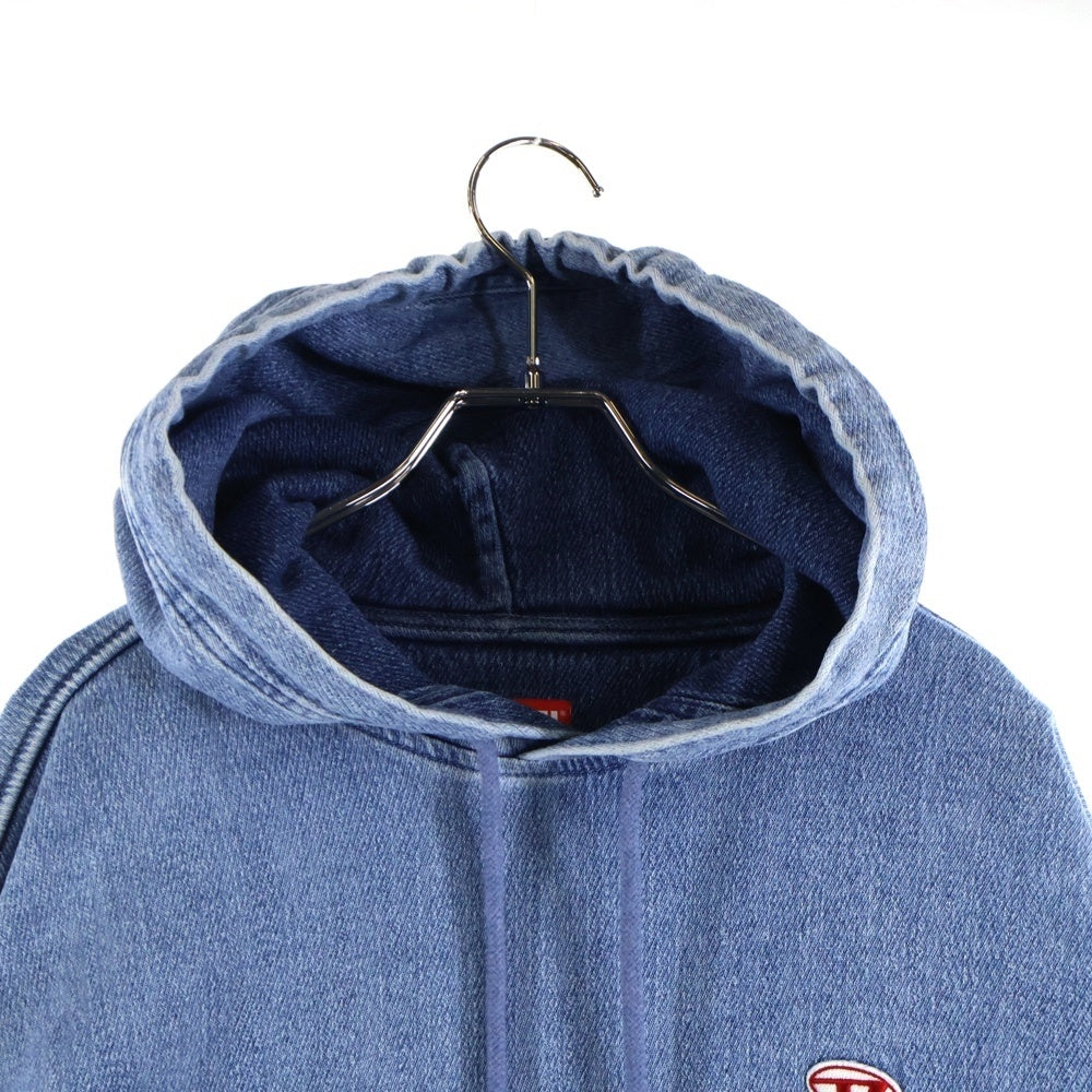 DIESEL(ディーゼル) D-UM-Rib ロゴワッペン コットンデニム プルオーバースウェットパーカー インディゴ A03939