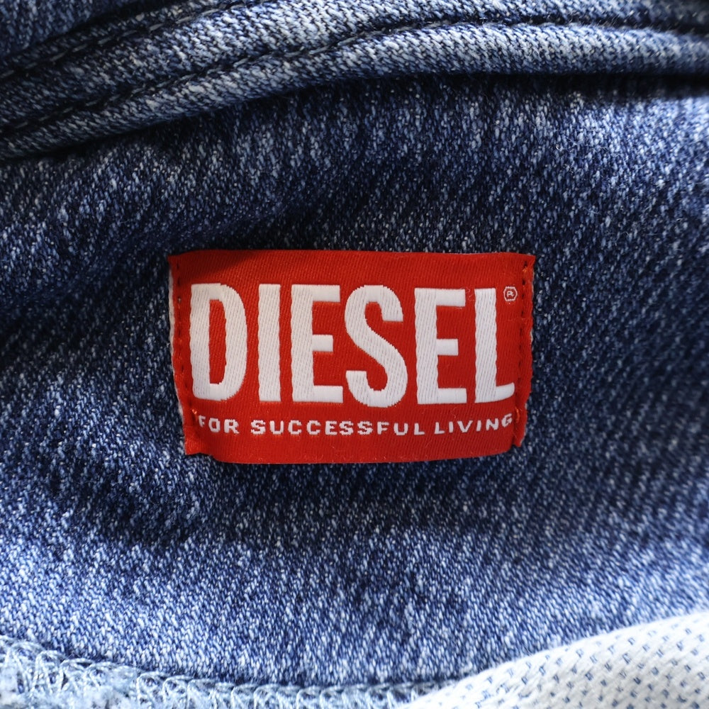DIESEL(ディーゼル) D-UM-Rib ロゴワッペン コットンデニム プルオーバースウェットパーカー インディゴ A03939