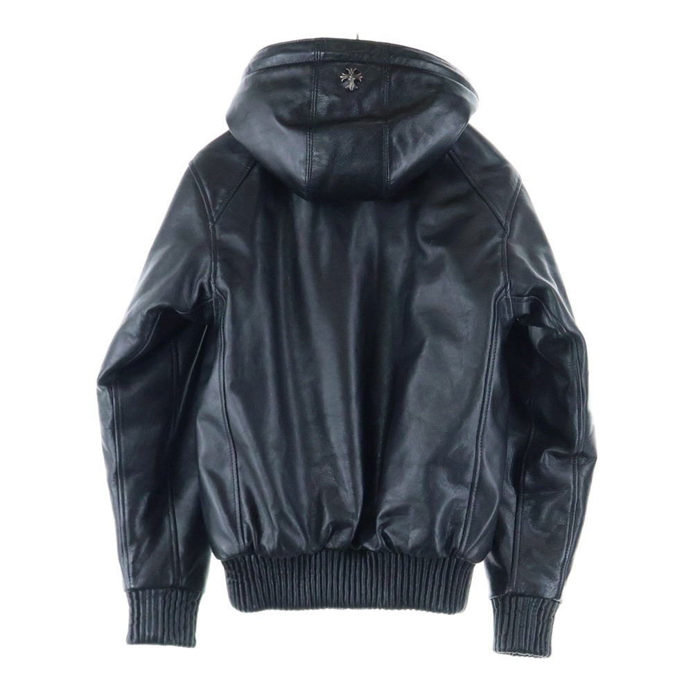 BIGTWIN(ビッグツイン) LEATHER JACKET クロスコンチョ レザージャケット フーディー ブラック