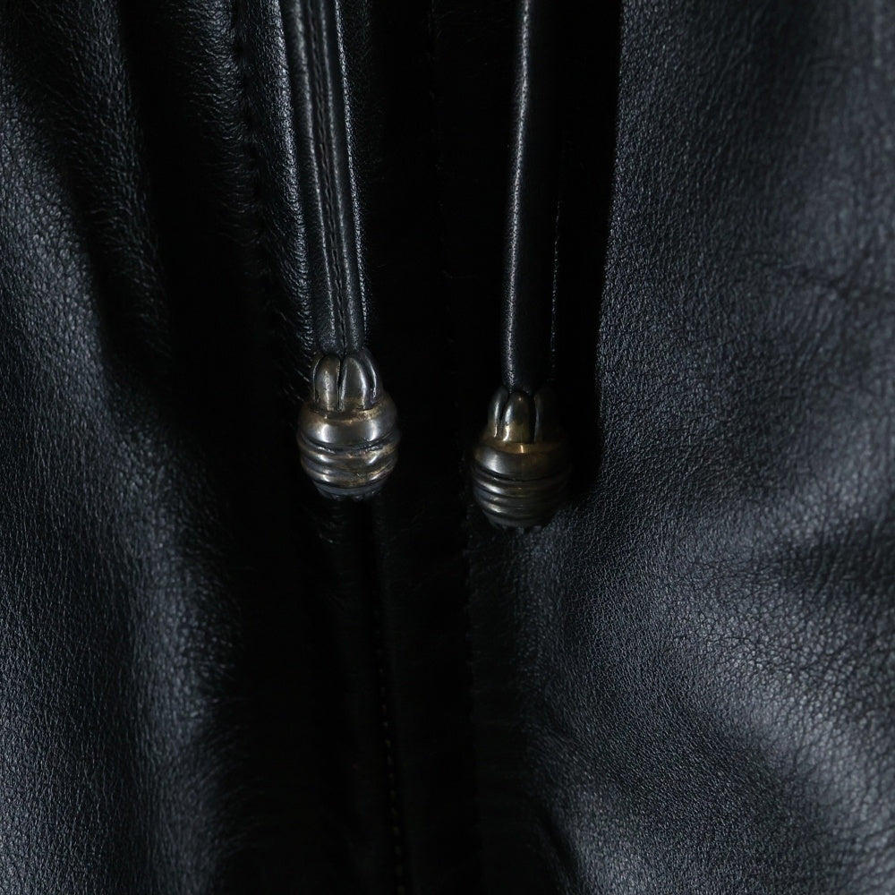 BIGTWIN(ビッグツイン) LEATHER JACKET クロスコンチョ レザージャケット フーディー ブラック