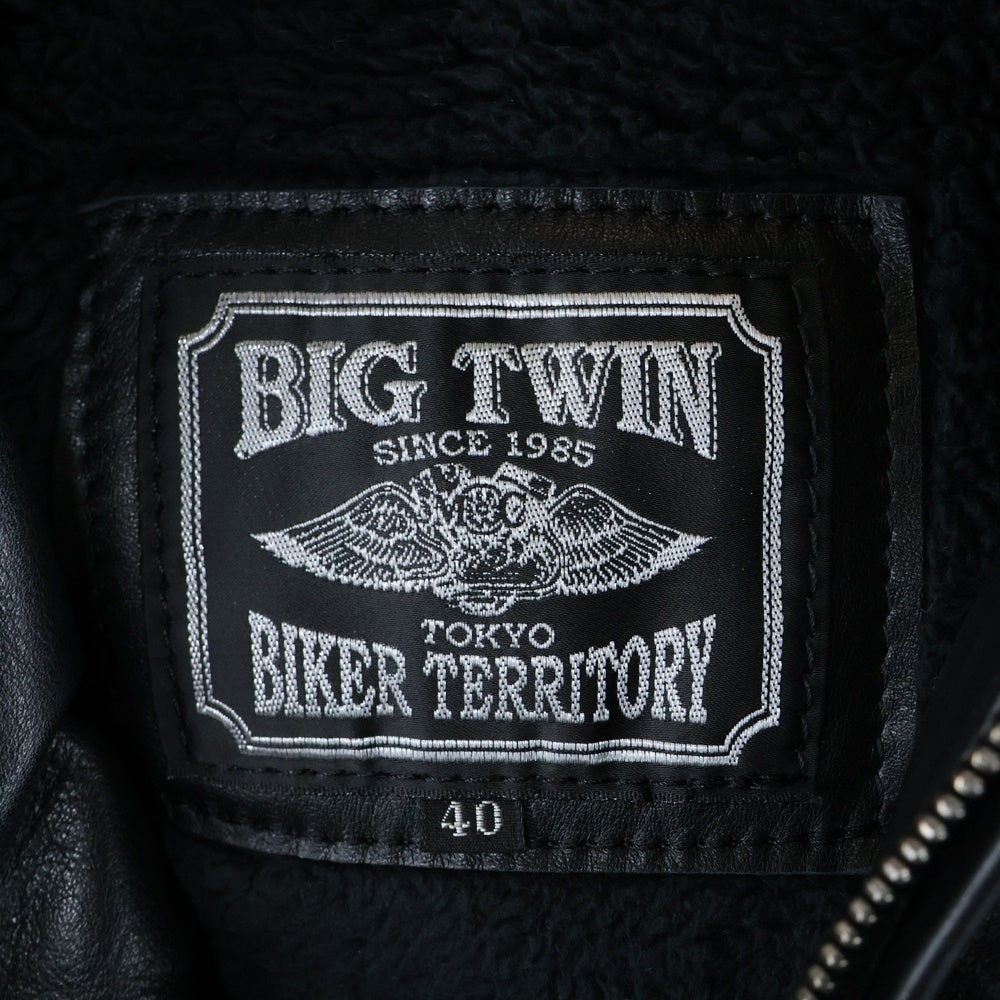 BIGTWIN(ビッグツイン) LEATHER JACKET クロスコンチョ レザージャケット フーディー ブラック